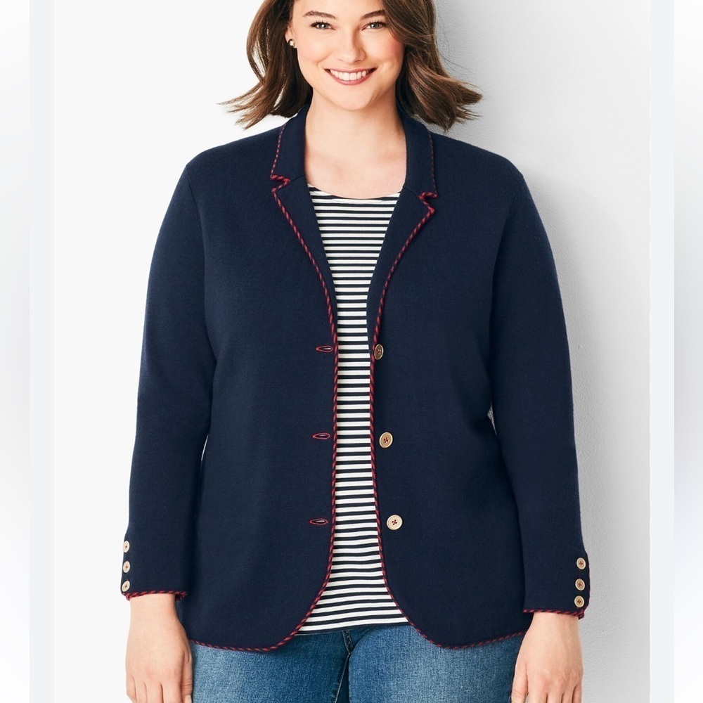 Talbots Navy Blazer with Red Trim